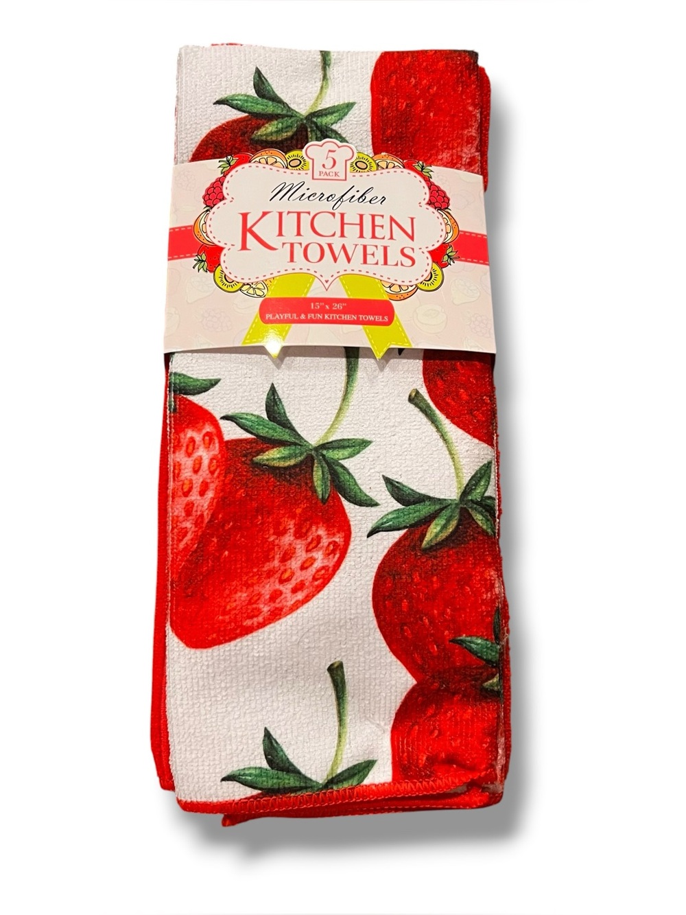 NEW 5 Pack Strawberry Spring Summer Microfiber Kitchen Towels 15"x20" D-8